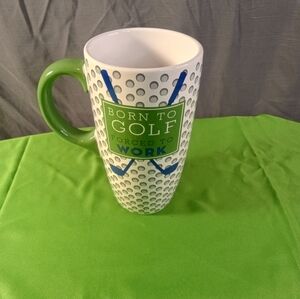 Born To Golf Forced To Work Green and White Golf Mug